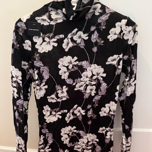 Ladies Club Monaco wool blend floral turtleneck sweater nwt - Picture 1 of 7